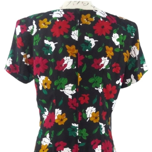 Vintage 80s All That Jazz Floral Print Wiggle Dress - Picture 5 of 7